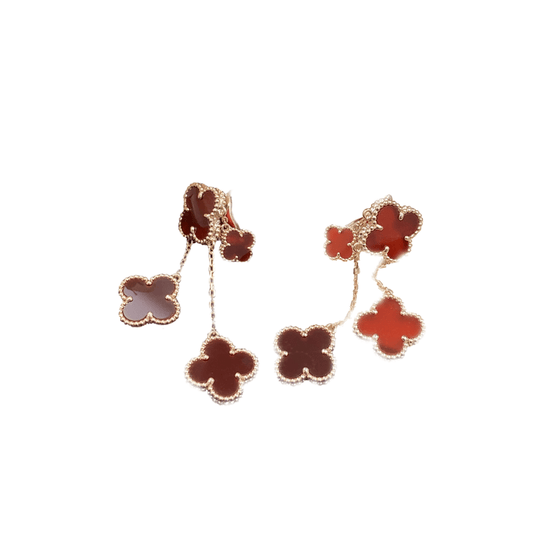 [BloomBling]CLOVER EARRINGS CARNELIAN 4 MOTIFS PINK GOLD