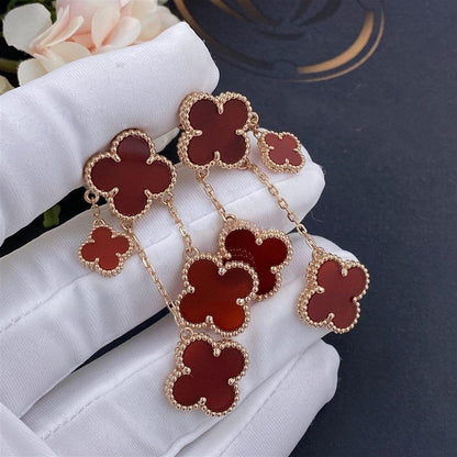 [BloomBling]CLOVER EARRINGS CARNELIAN 4 MOTIFS PINK GOLD