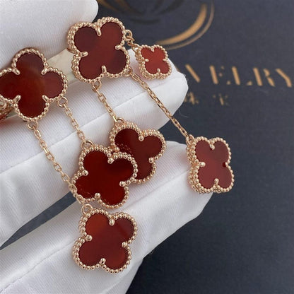 [BloomBling]CLOVER EARRINGS CARNELIAN 4 MOTIFS PINK GOLD