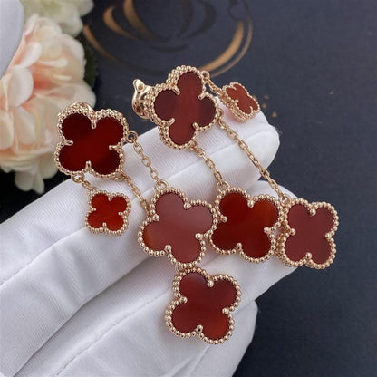 [BloomBling]CLOVER EARRINGS CARNELIAN 4 MOTIFS PINK GOLD