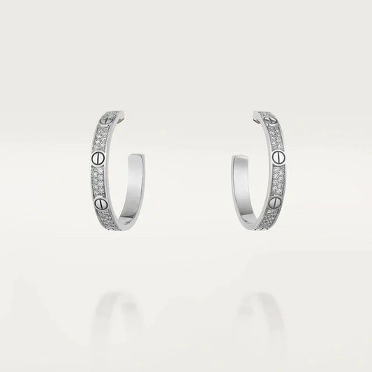 [BloomBling]LOVE DIAMOND SILVER HOOP EARRINGS