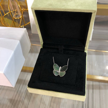 [BloomBling]LARGE BUTTERFLY SILVER PENDANT DIAMOND NECKLACE