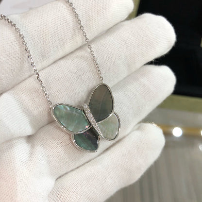 [BloomBling]LARGE BUTTERFLY SILVER PENDANT DIAMOND NECKLACE