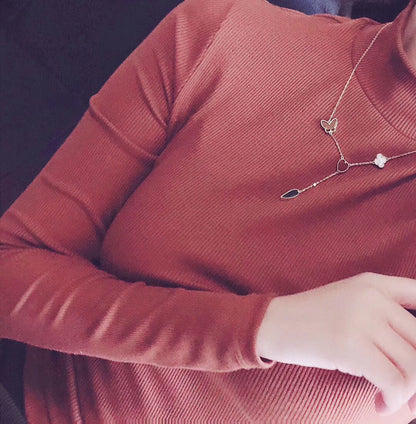 [BloomBling]LUCKY SPRING 4 MOTIFS ROSE GOLD NECKLACE