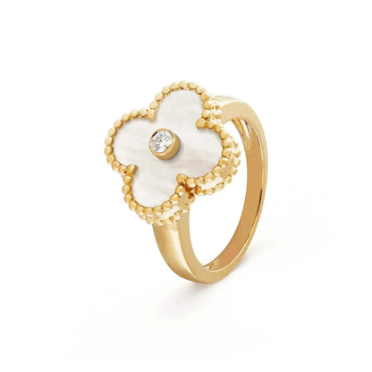 [BloomBling]CLOVER PINK MOP RING GOLD DIAMOND