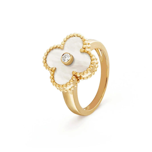 [BloomBling]CLOVER PINK MOP RING GOLD DIAMOND